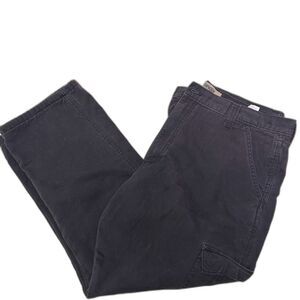 Wrangler Authentics Distressed Black Fleece-Lined Cargo Pants 36x30